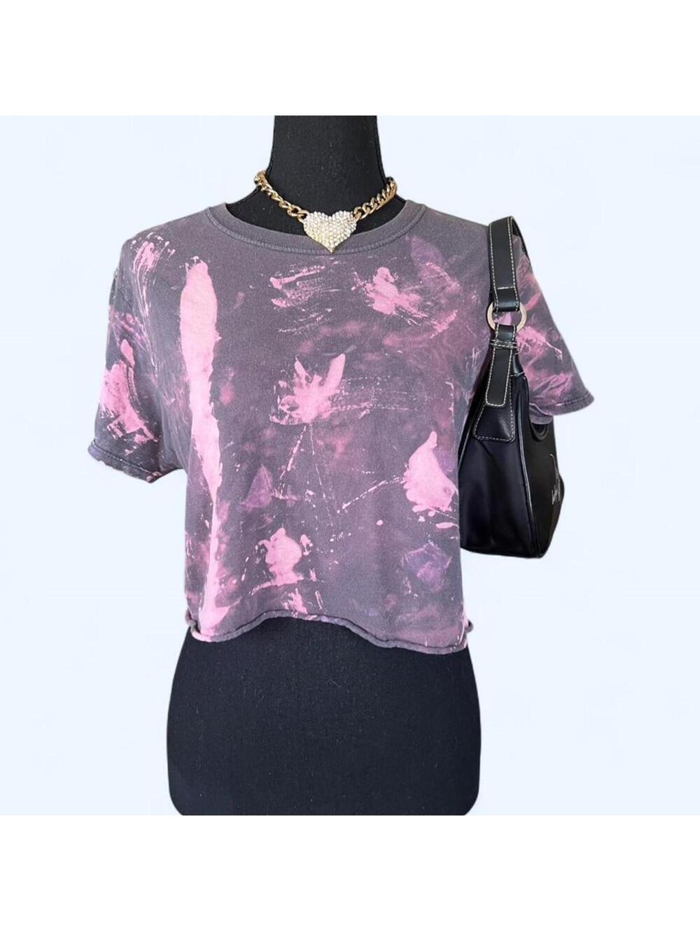 grunge y2k pink tie dye fairycore baby tee size small 🩷